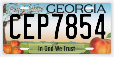 GA license plate CEP7854