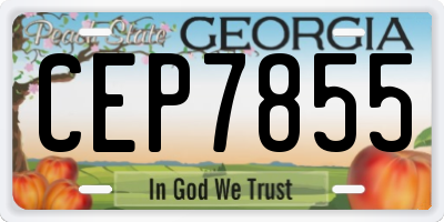GA license plate CEP7855
