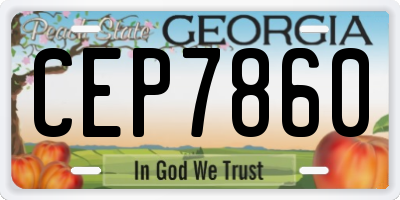 GA license plate CEP7860