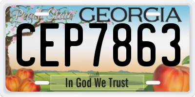 GA license plate CEP7863