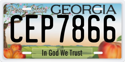 GA license plate CEP7866