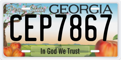 GA license plate CEP7867