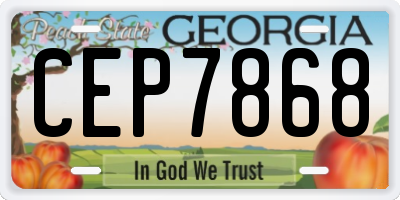 GA license plate CEP7868