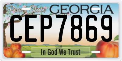 GA license plate CEP7869
