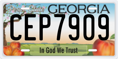GA license plate CEP7909