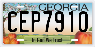 GA license plate CEP7910