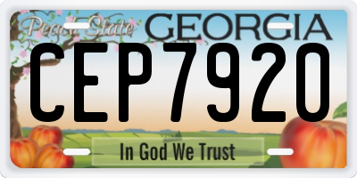 GA license plate CEP7920