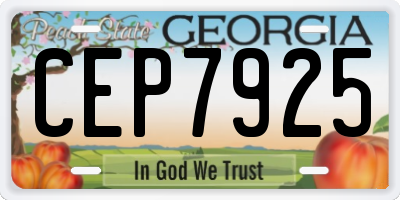 GA license plate CEP7925