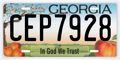 GA license plate CEP7928
