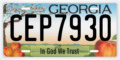 GA license plate CEP7930
