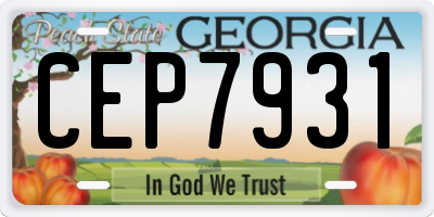 GA license plate CEP7931