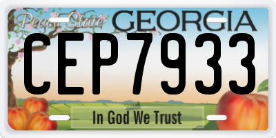 GA license plate CEP7933
