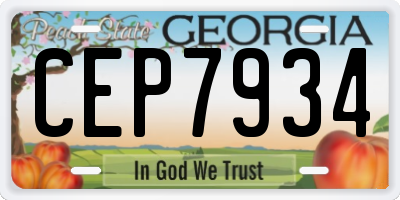 GA license plate CEP7934