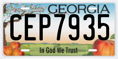 GA license plate CEP7935