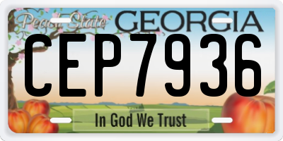 GA license plate CEP7936