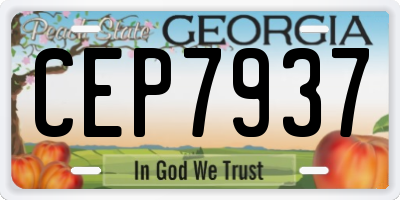 GA license plate CEP7937
