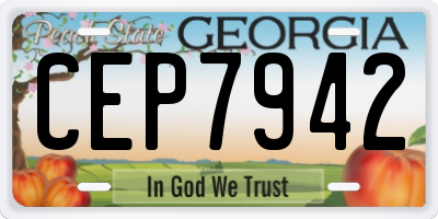 GA license plate CEP7942