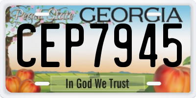 GA license plate CEP7945
