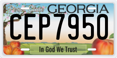 GA license plate CEP7950