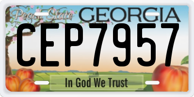 GA license plate CEP7957