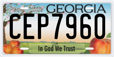 GA license plate CEP7960