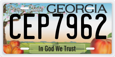 GA license plate CEP7962