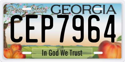 GA license plate CEP7964
