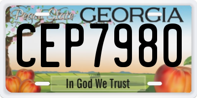 GA license plate CEP7980