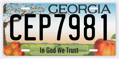GA license plate CEP7981