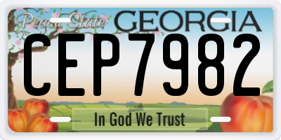 GA license plate CEP7982