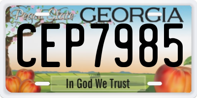 GA license plate CEP7985
