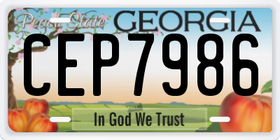 GA license plate CEP7986