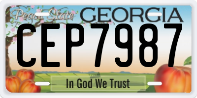 GA license plate CEP7987