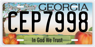 GA license plate CEP7998
