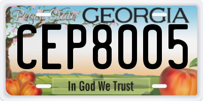 GA license plate CEP8005