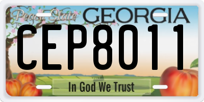 GA license plate CEP8011