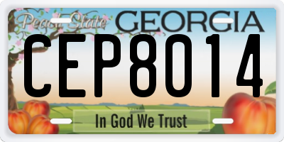 GA license plate CEP8014