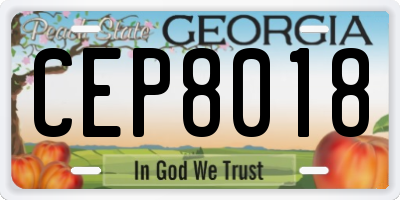 GA license plate CEP8018