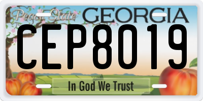 GA license plate CEP8019