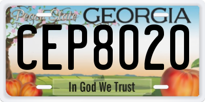 GA license plate CEP8020