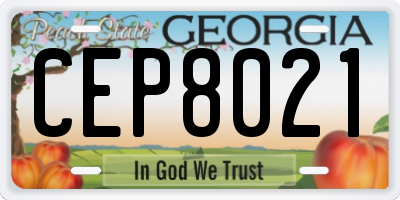 GA license plate CEP8021