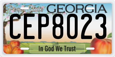 GA license plate CEP8023