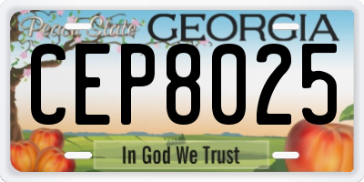 GA license plate CEP8025