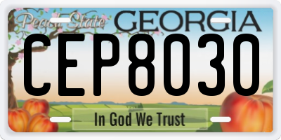 GA license plate CEP8030