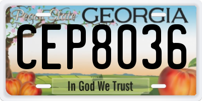 GA license plate CEP8036