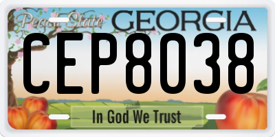 GA license plate CEP8038