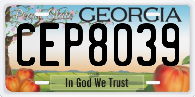GA license plate CEP8039