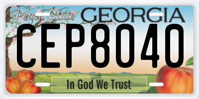 GA license plate CEP8040