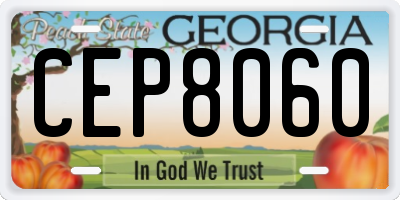 GA license plate CEP8060