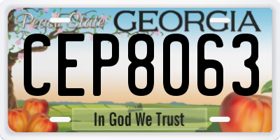 GA license plate CEP8063